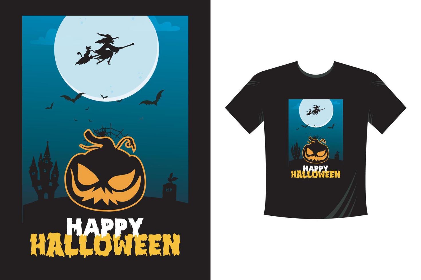 plantilla de camiseta de fiesta de noche de halloween, feliz halloween vector