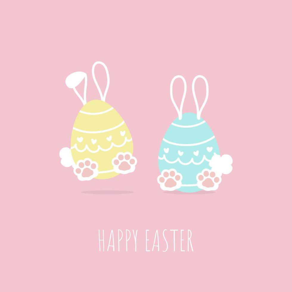 happy easter festival with animal pet bunny rabbit and egg, pastel color, flat vector illustration cartoon character