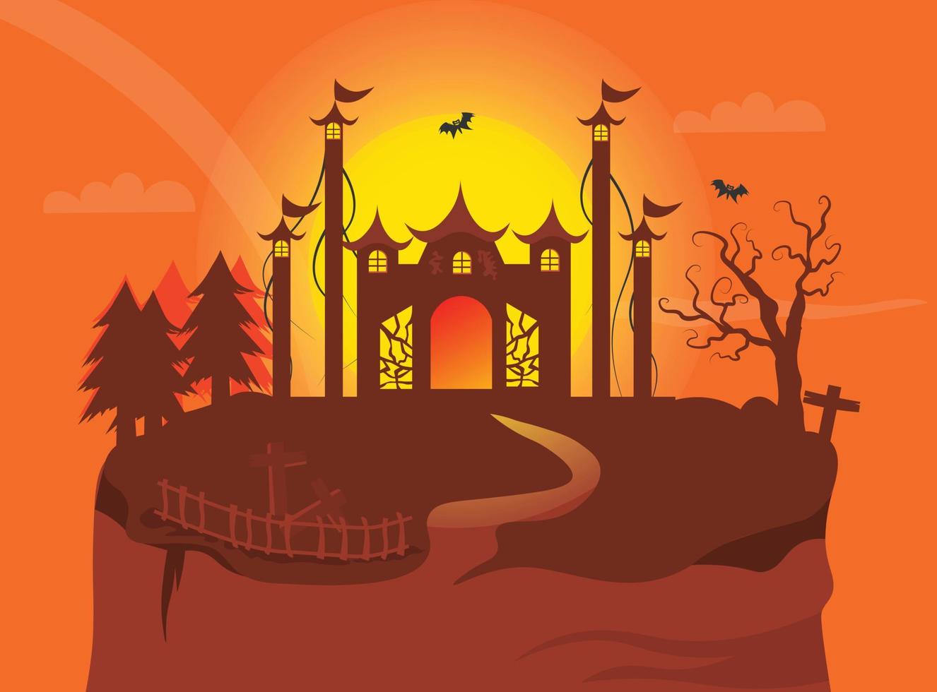 fondo y elementos de halloween vector