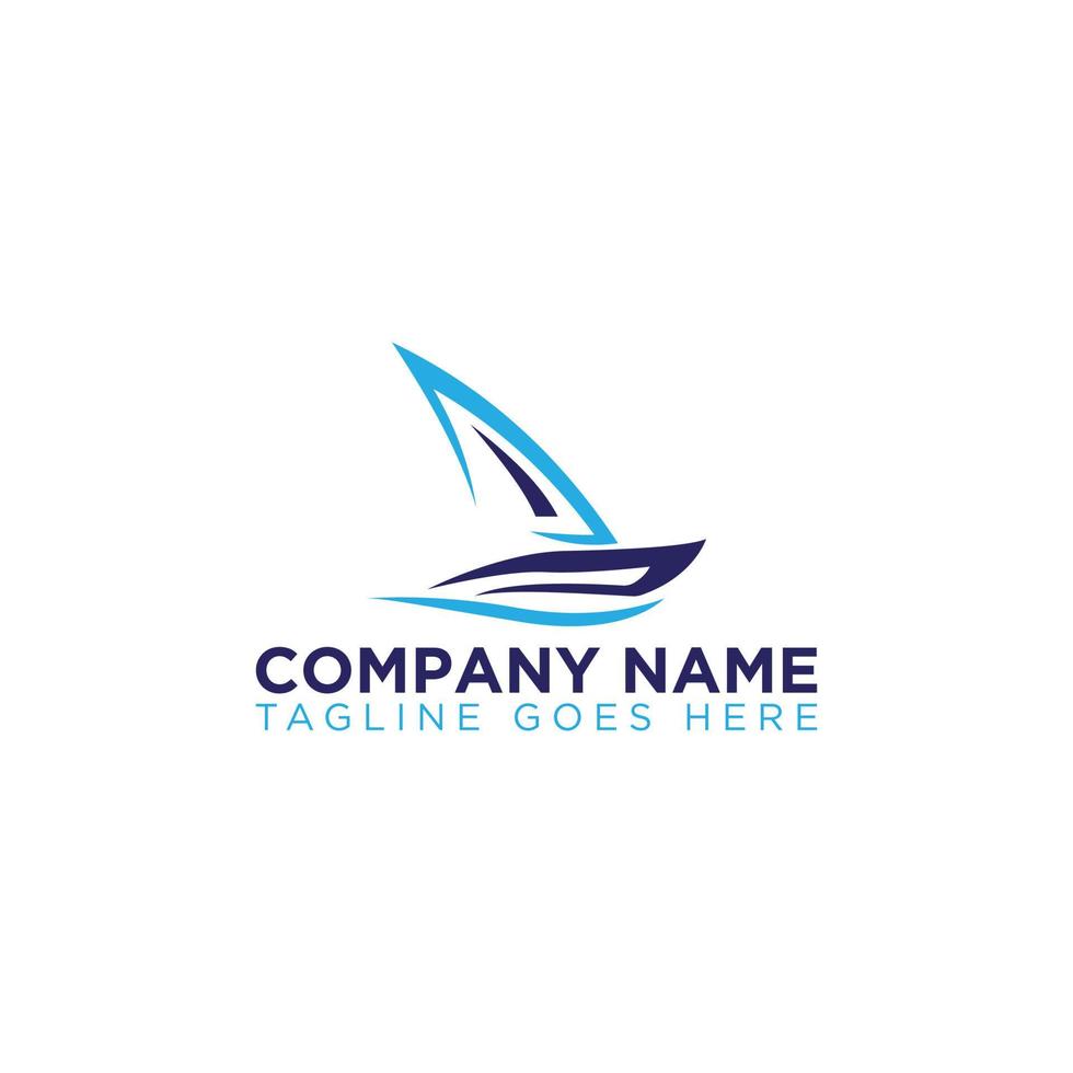 Sailing ship boat vector logo icon with water wave template design