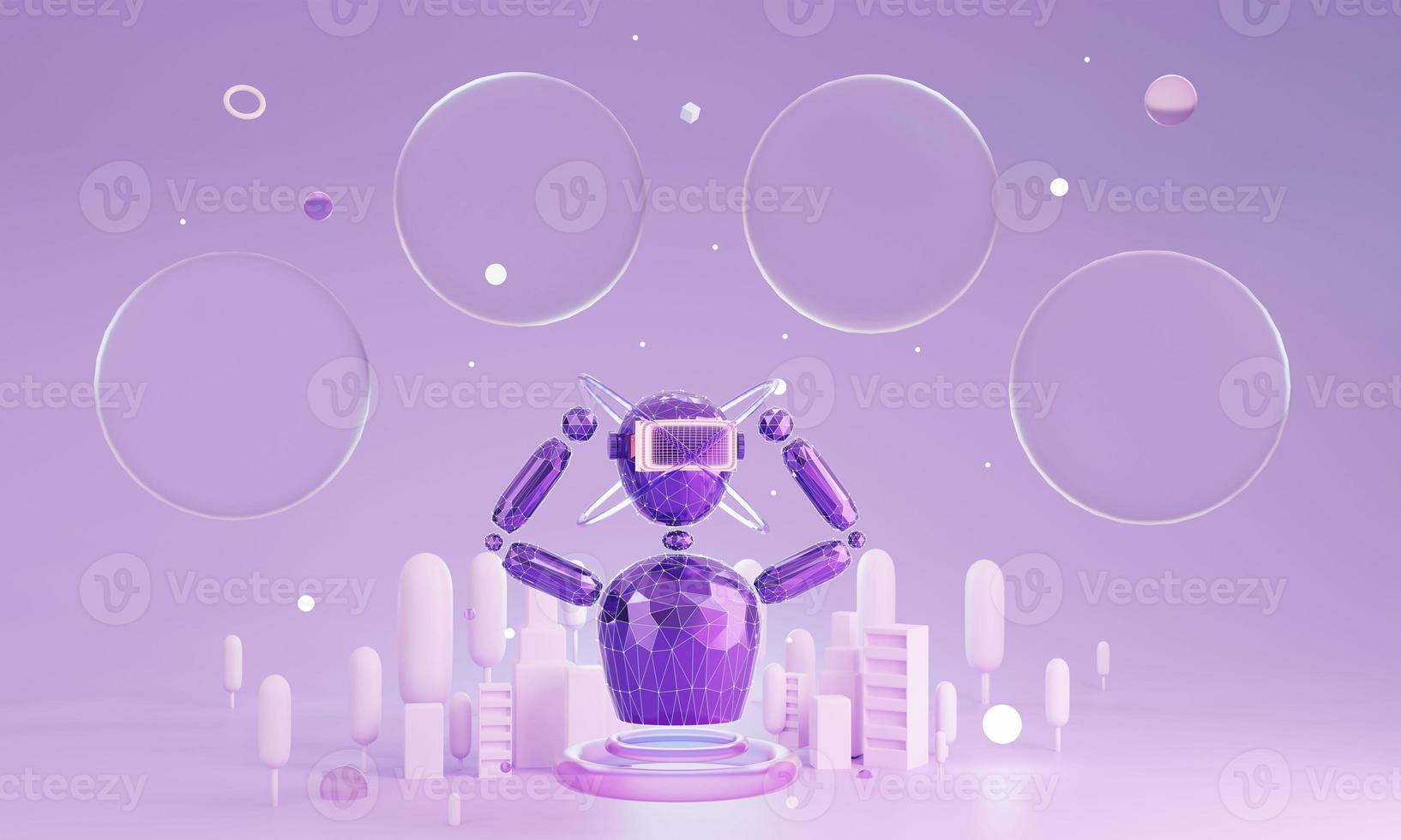 futuristic robot metaverse 3d illustration background photo
