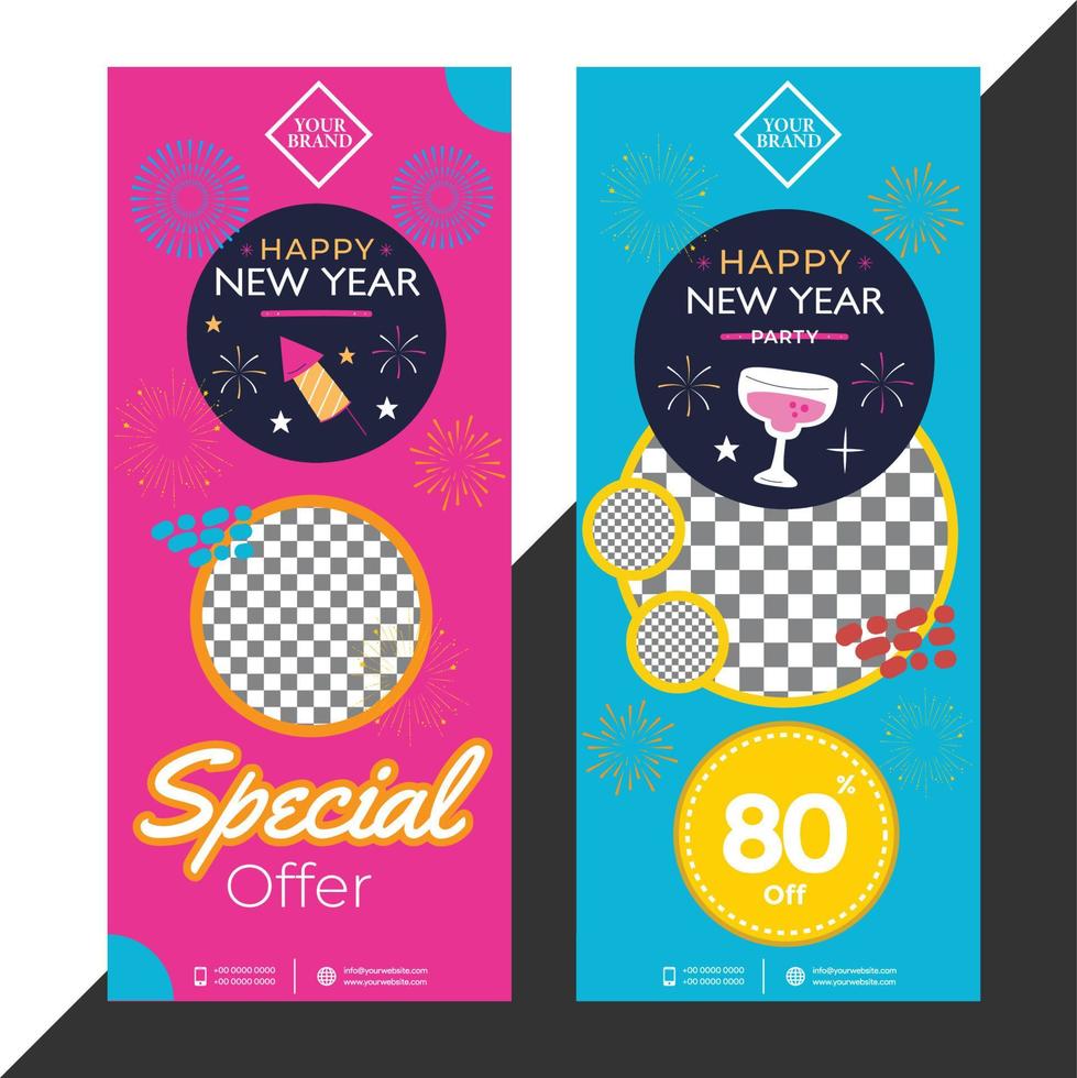 Social Media post New year sale banner vertical vector