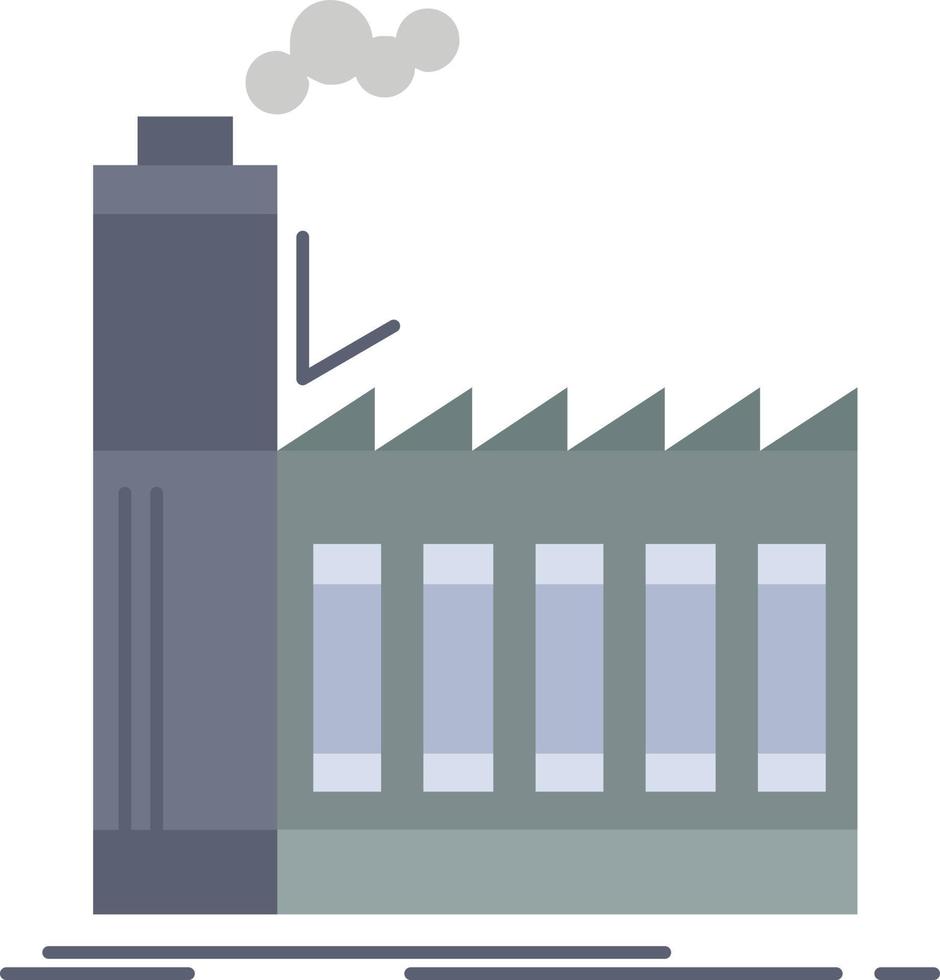 Factory industrial industry manufacturing production Flat Color Icon Vector