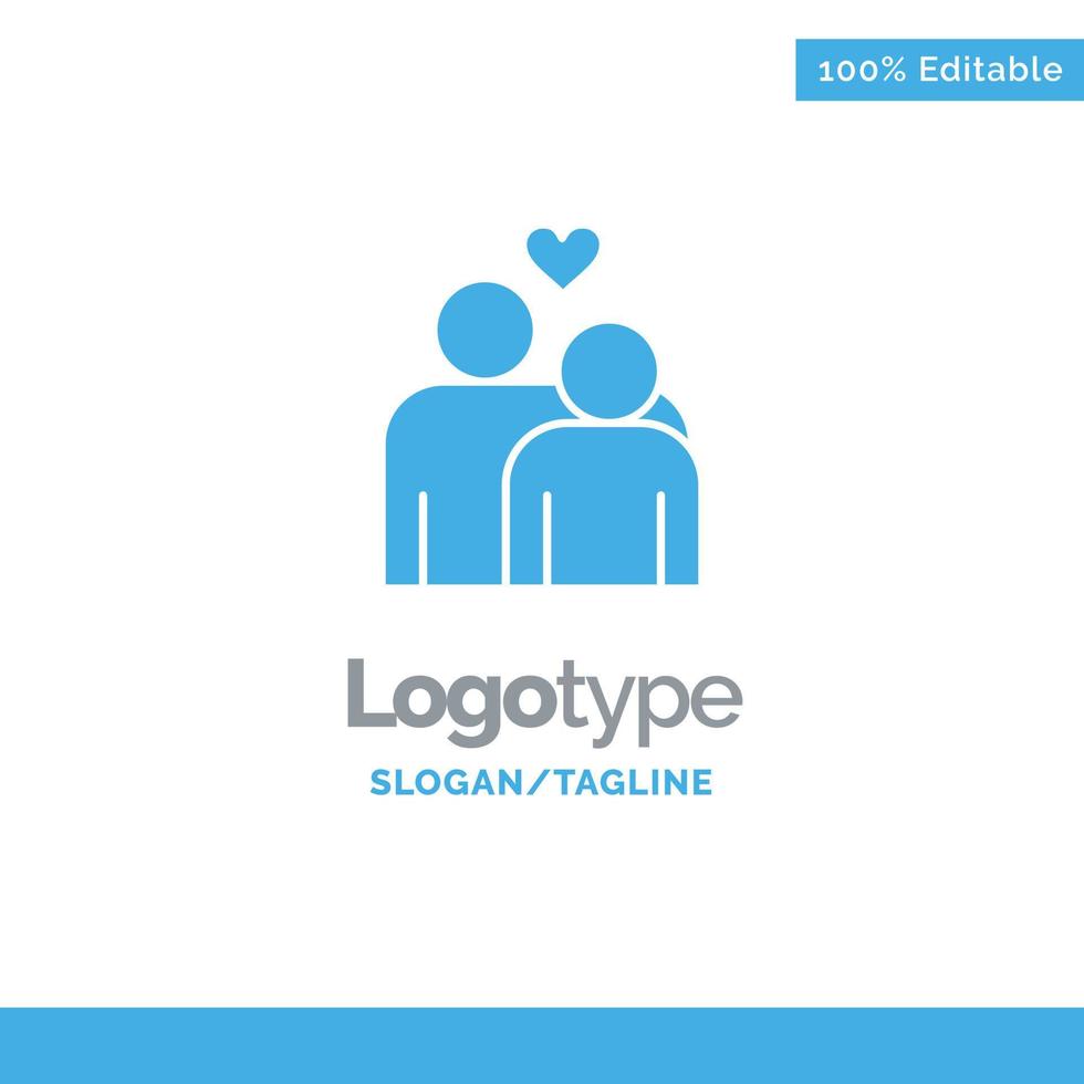 Couple Love Marriage Heart Blue Business Logo Template vector