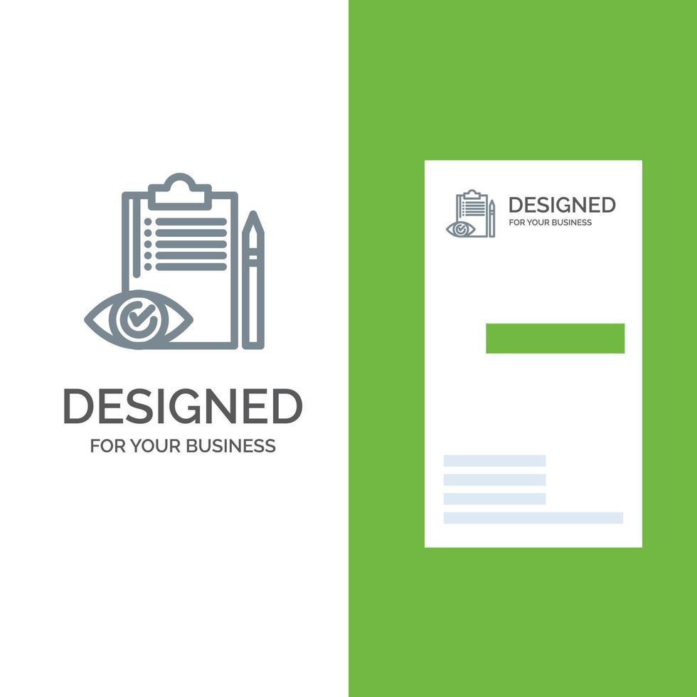 Quality Control Backlog Checklist Control Plan Grey Logo Design and Business Card Template vector