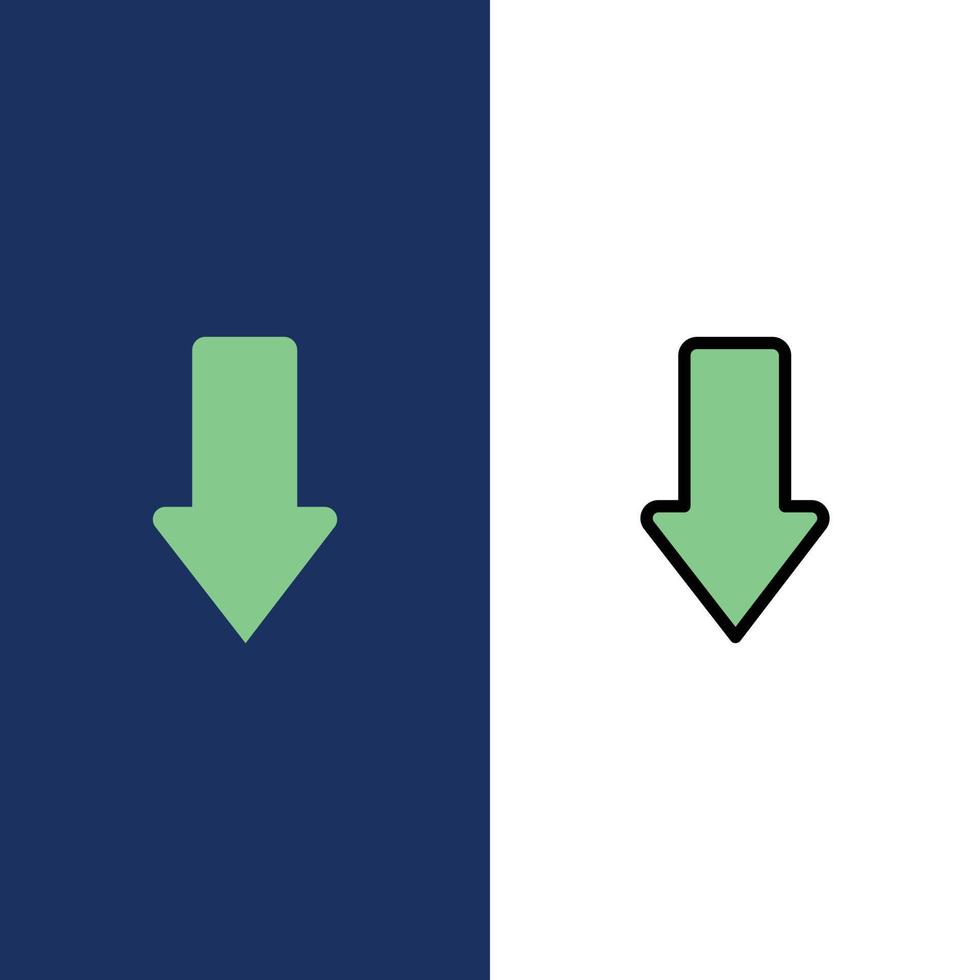 Arrow Arrows Down Download  Icons Flat and Line Filled Icon Set Vector Blue Background