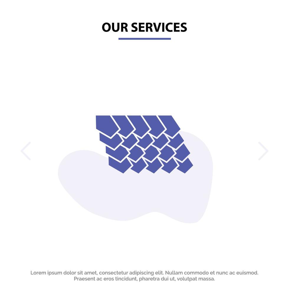 Our Services Roof Tile Top Construction Solid Glyph Icon Web card Template vector
