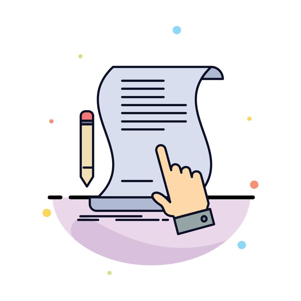 contract document paper sign agreement application Flat Color Icon Vector