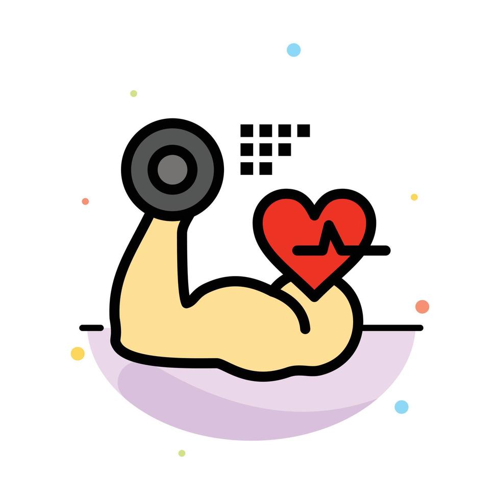 Growth Muscle Heart Beat Abstract Flat Color Icon Template vector