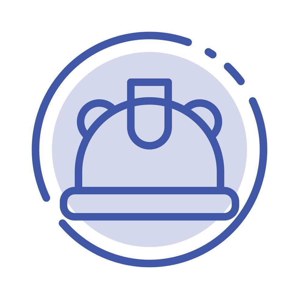 Building Construction Helmet Blue Dotted Line Line Icon vector