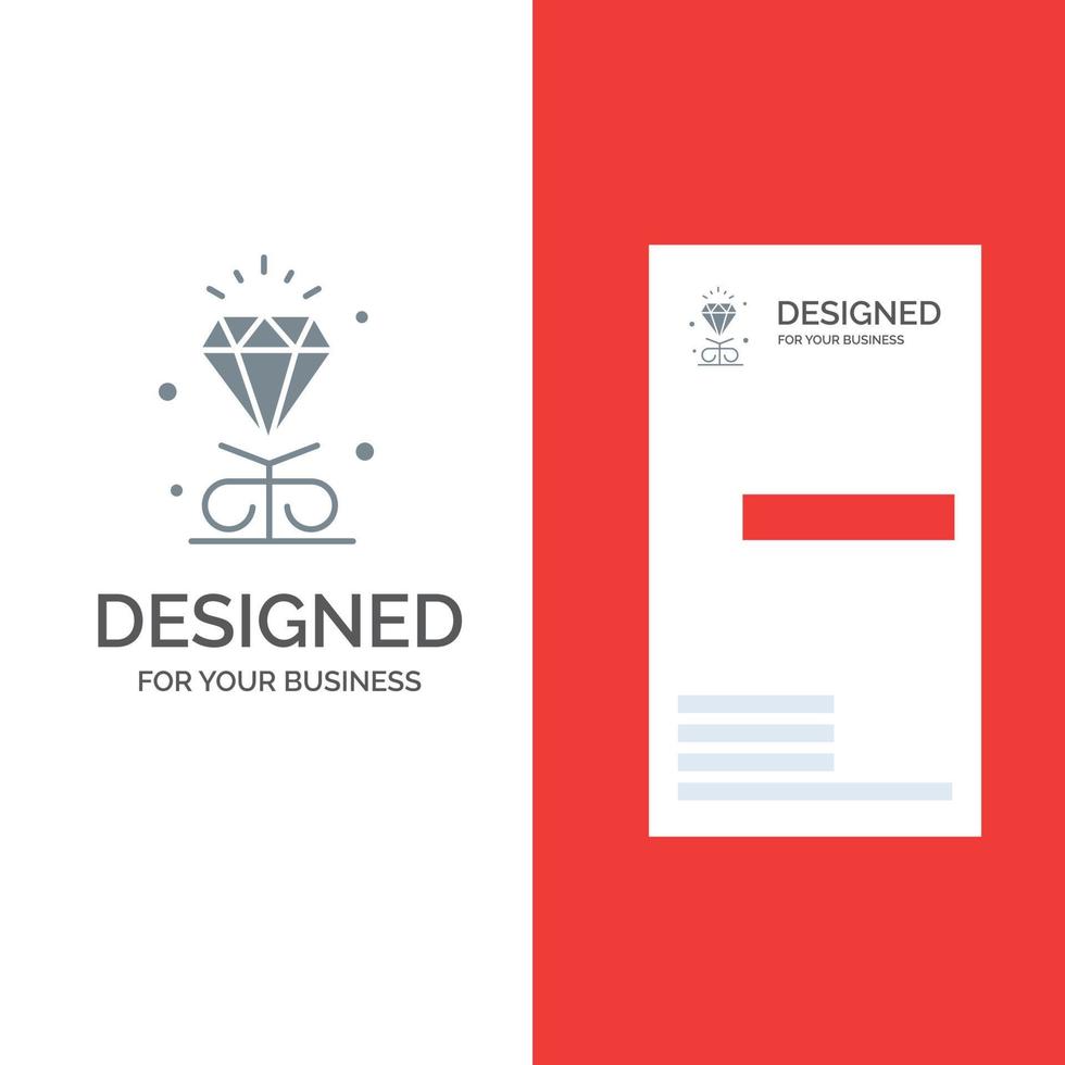 diamante amor corazón boda gris diseño de logotipo y plantilla de tarjeta de visita vector