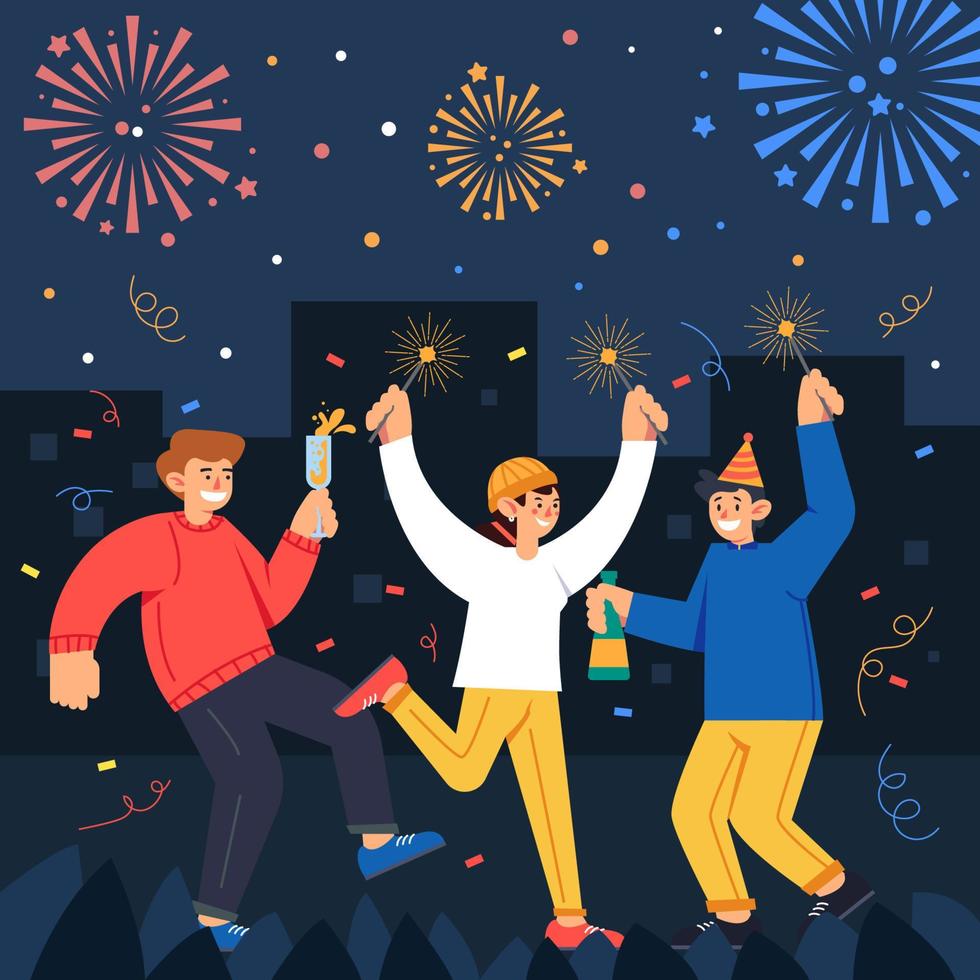 Happy People Celebrate New Year vector
