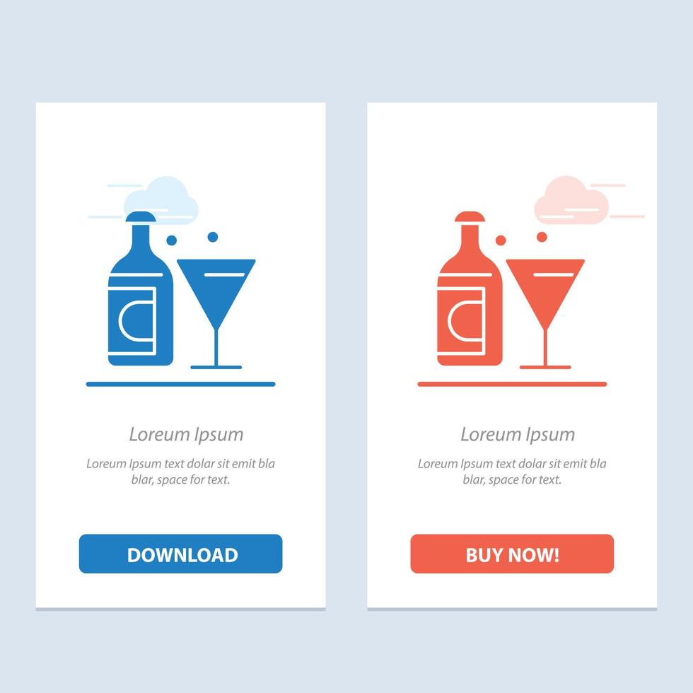 Wine Glass Bottle Easter  Blue and Red Download and Buy Now web Widget Card Template vector