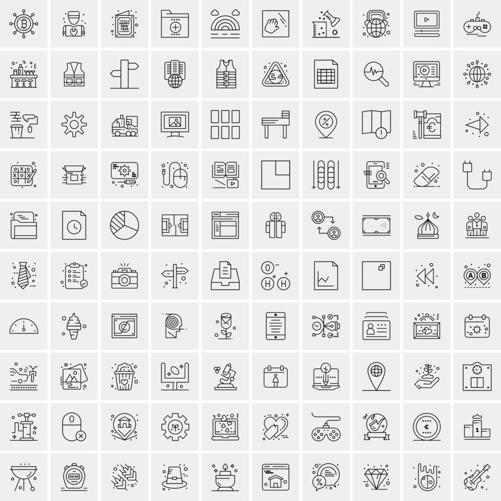 Pack of 100 Universal Line Icons for Mobile and Web vector