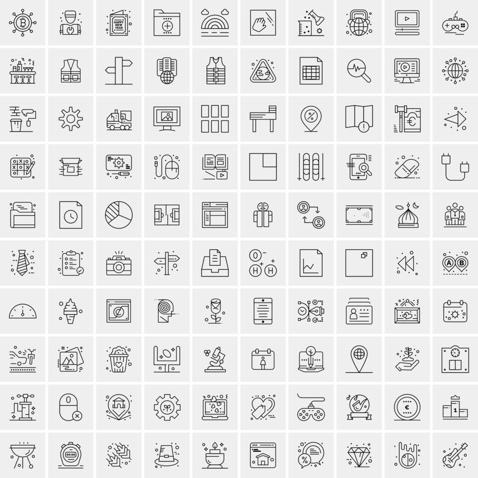 Pack of 100 Universal Line Icons for Mobile and Web vector