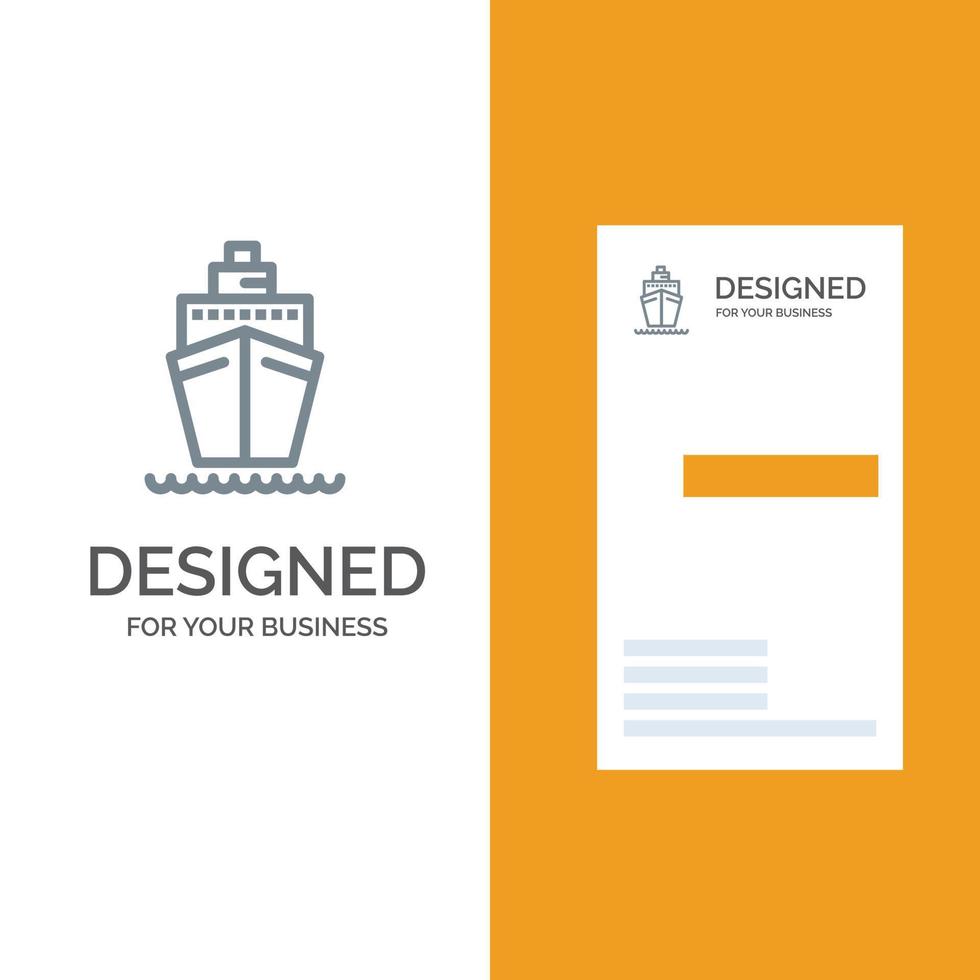 Boat Ship Transport Vessel Grey Logo Design and Business Card Template vector