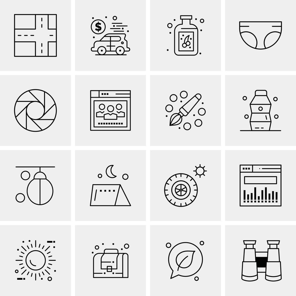 16 iconos de negocios universales vector ilustración de icono creativo para usar en proyectos relacionados con la web y dispositivos móviles