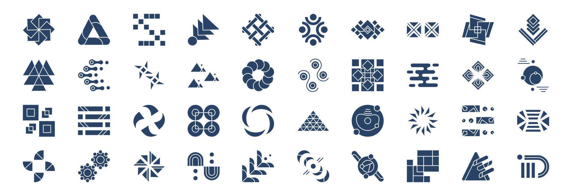 Collection of icons related to Abstract Shapes, including icons like Pattern, geometric, shapes,  and more. vector illustrations, Pixel Perfect set