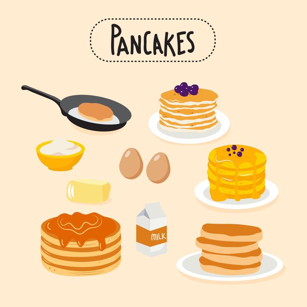 collection of simple pancake vector images