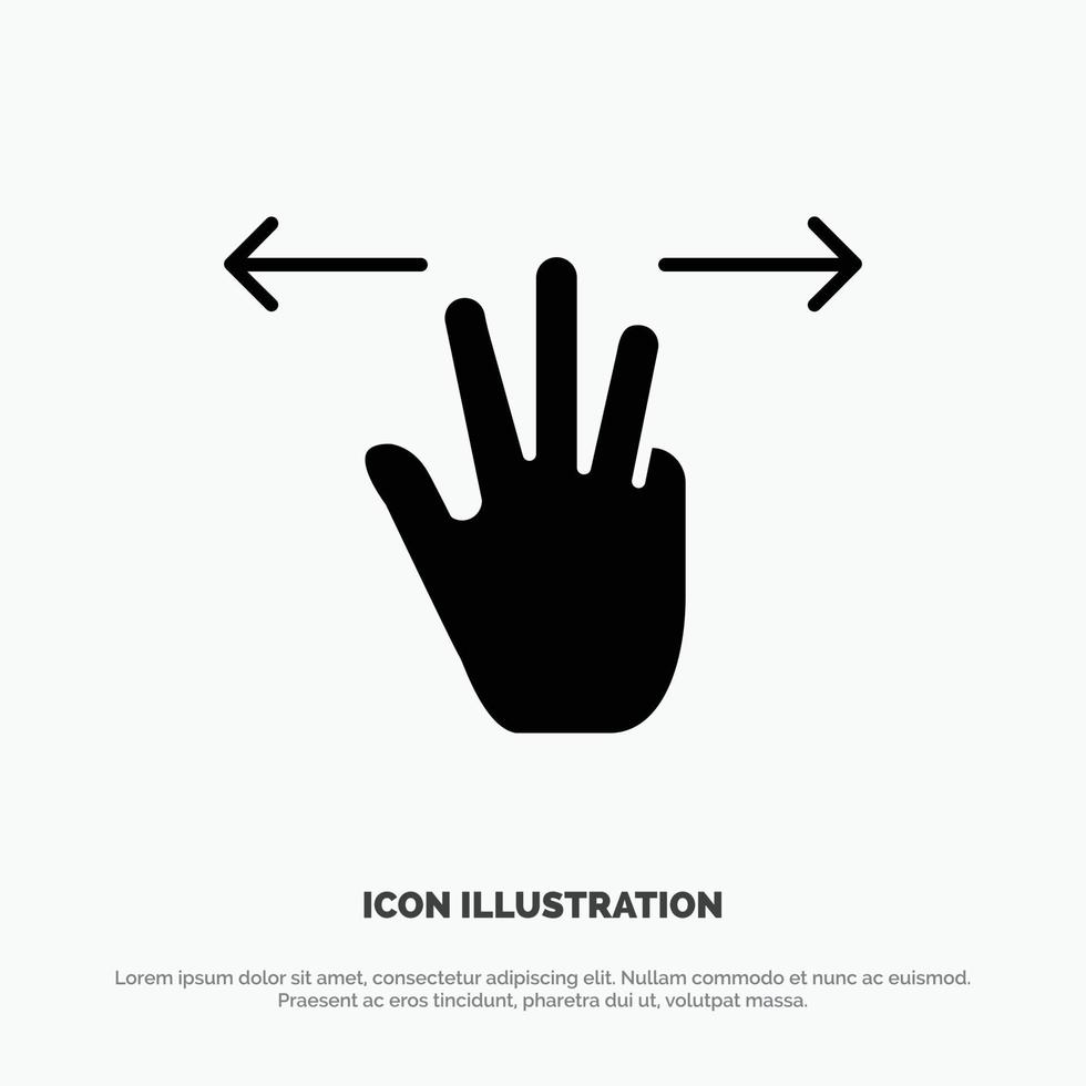 Gestures Hand Mobile Three Fingers solid Glyph Icon vector