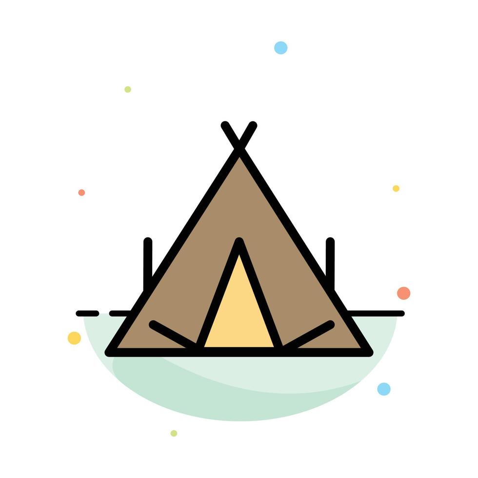 Camp Tent Wigwam Spring Abstract Flat Color Icon Template vector