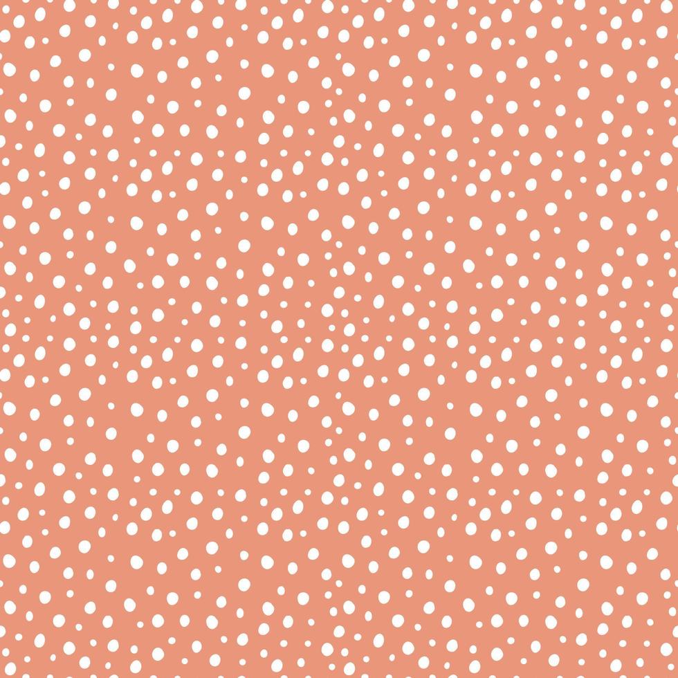 Vector seamless random small white polka dot pattern. Irregular chaotic points. Simple modern decorative hand drawn print for design, textile, wrapping paper, scrapbooking.