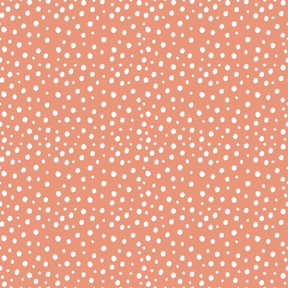 Vector seamless random small white polka dot pattern. Irregular chaotic points. Simple modern decorative hand drawn print for design, textile, wrapping paper, scrapbooking.