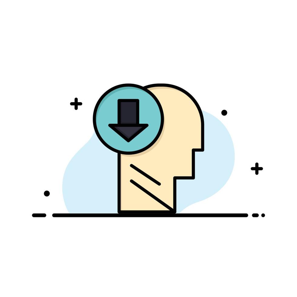 Arrow Head Human Knowledge Down  Business Flat Line Filled Icon Vector Banner Template