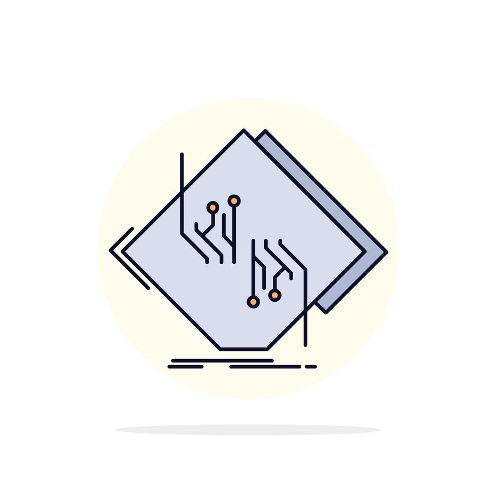 Board chip circuit network electronic Flat Color Icon Vector