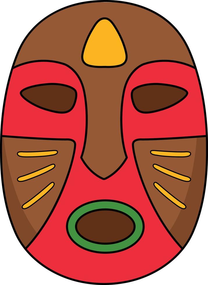 Tribal Mask Cartoon Colored Clipart Illustration vector