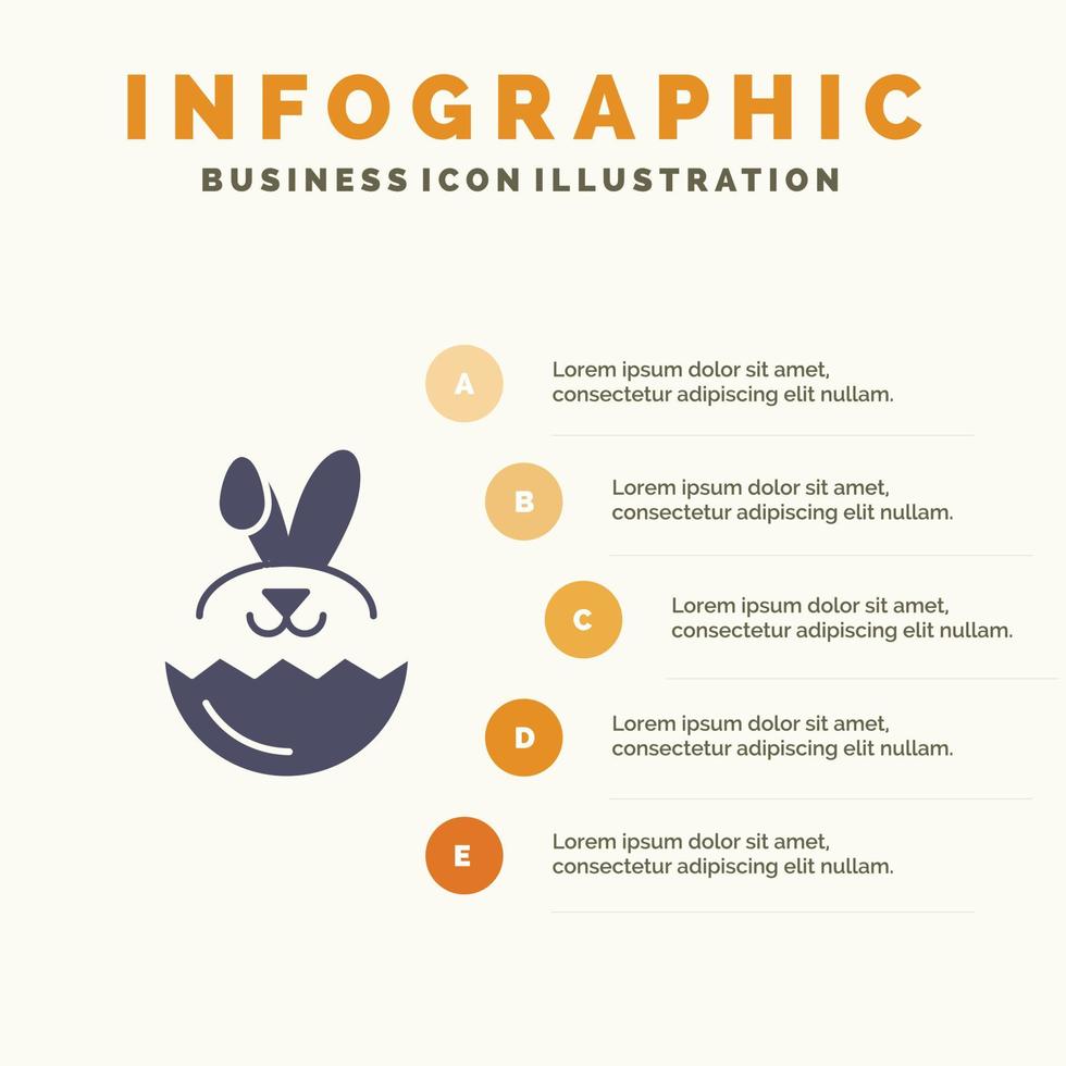 huevo conejo pascua sólido icono infografía 5 pasos presentación antecedentes vector