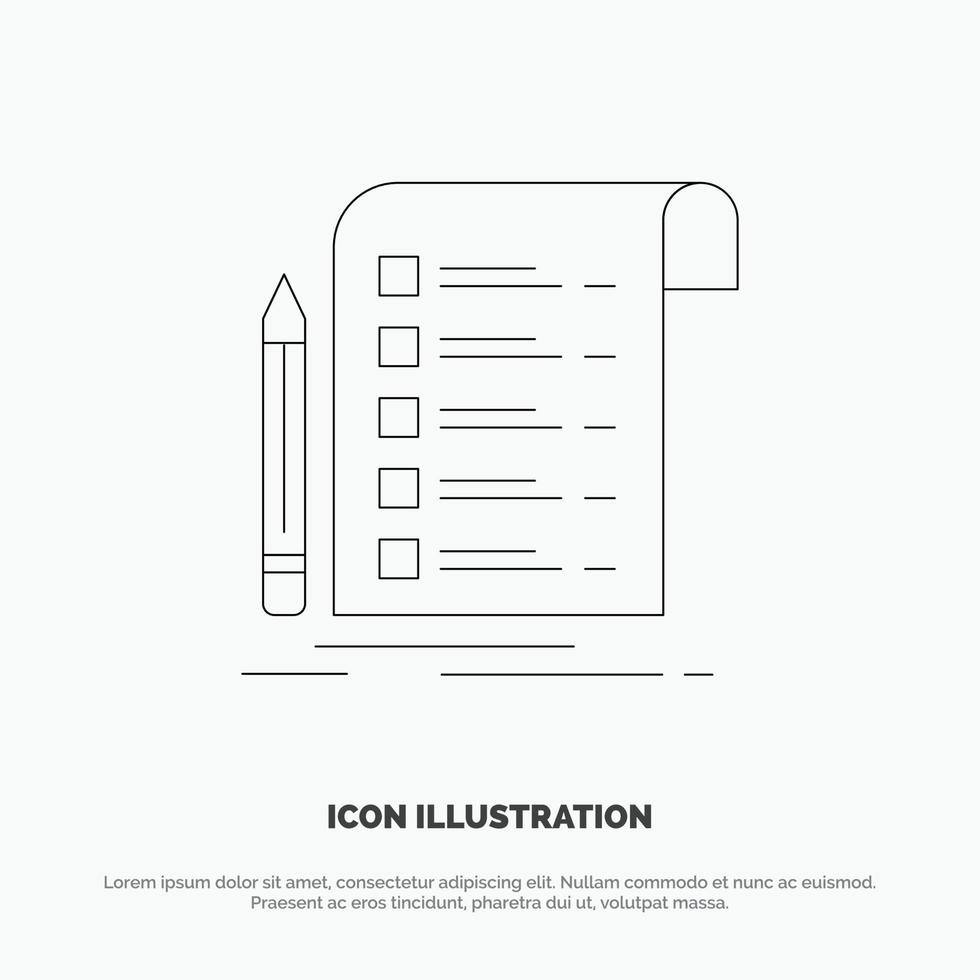 File Report Invoice Card Checklist Line Icon Vector