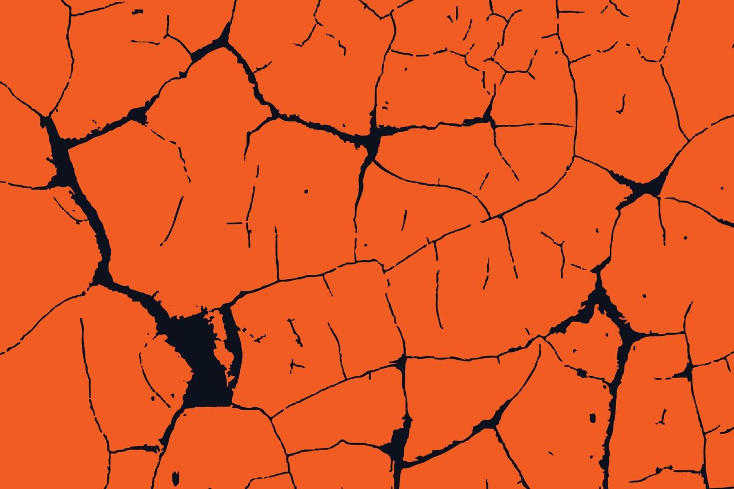 Abstract rough cracs on orange background. Grunge cracked ground design illustration vector