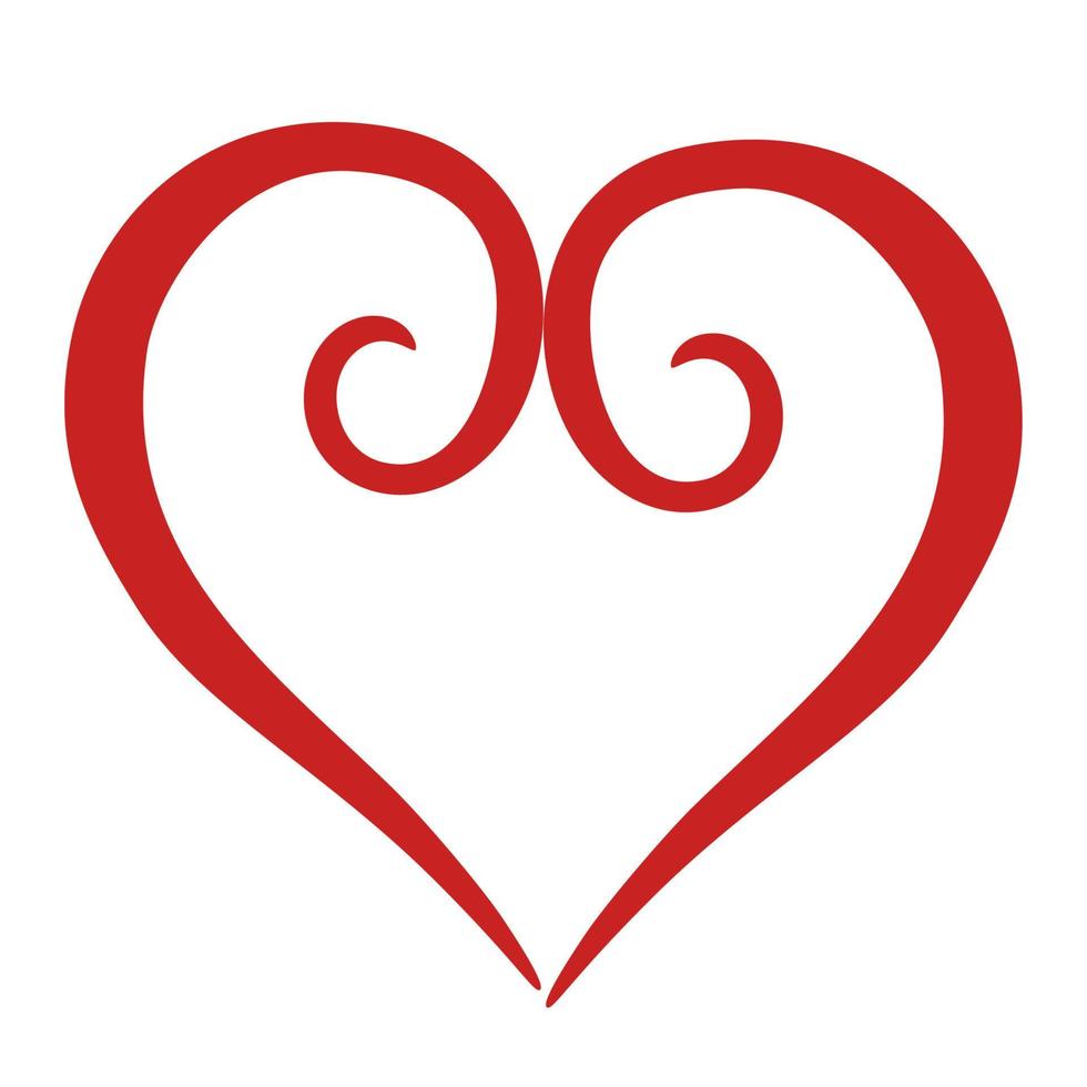 corazón y amor. corazón para el día de san valentín. vacaciones de todos los amantes. día de san valentín 2021. 14 de febrero. icono rojo. diseño plano. ilustración vectorial dibujada a mano. vector