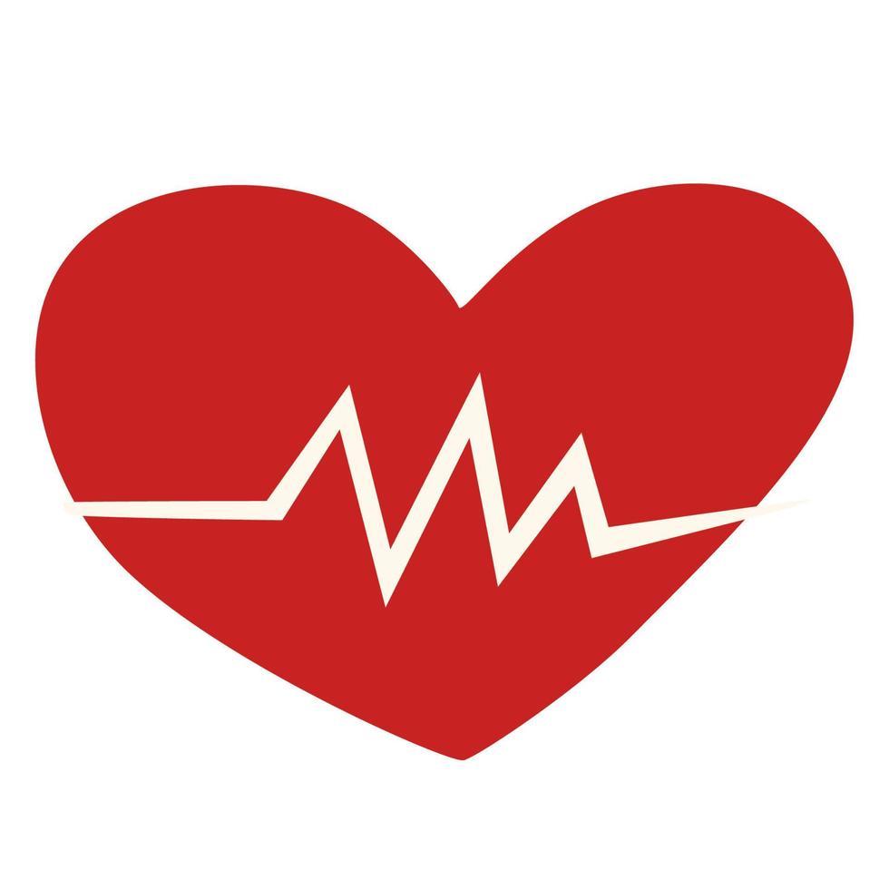 Broken heart. Heart for Valentine's day. Holiday of all lovers. Valentine's Day 2021. February 14. Red icon. Flat design. Vector hand draw illustration.