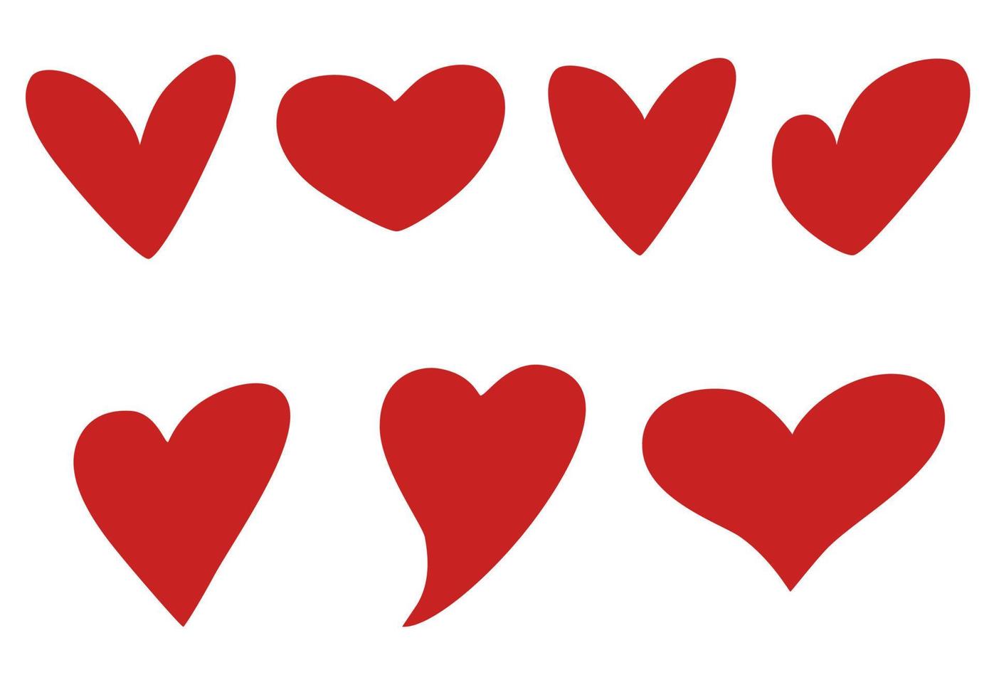 corazón y amor. conjunto de corazones para el día de san valentín. vacaciones de todos los amantes. día de san valentín 2021. 14 de febrero. iconos rojos. diseño plano. ilustración vectorial dibujada a mano. vector