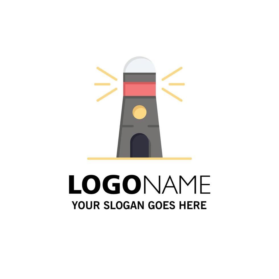 Lighthouse Building Navigation House Business Logo Template Flat Color vector