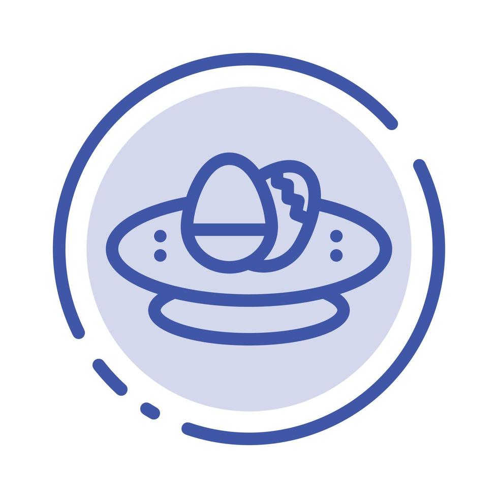 Bowl Celebration Easter Egg Nest Blue Dotted Line Line Icon vector