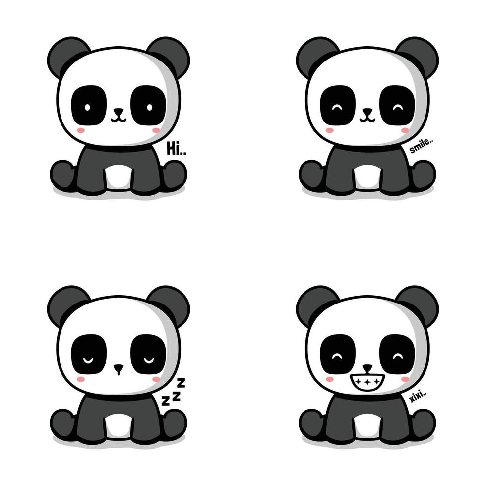 vector illustration of cute panda emoji