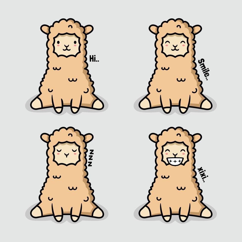 ilustración vectorial de lindo emoji de alpaca vector