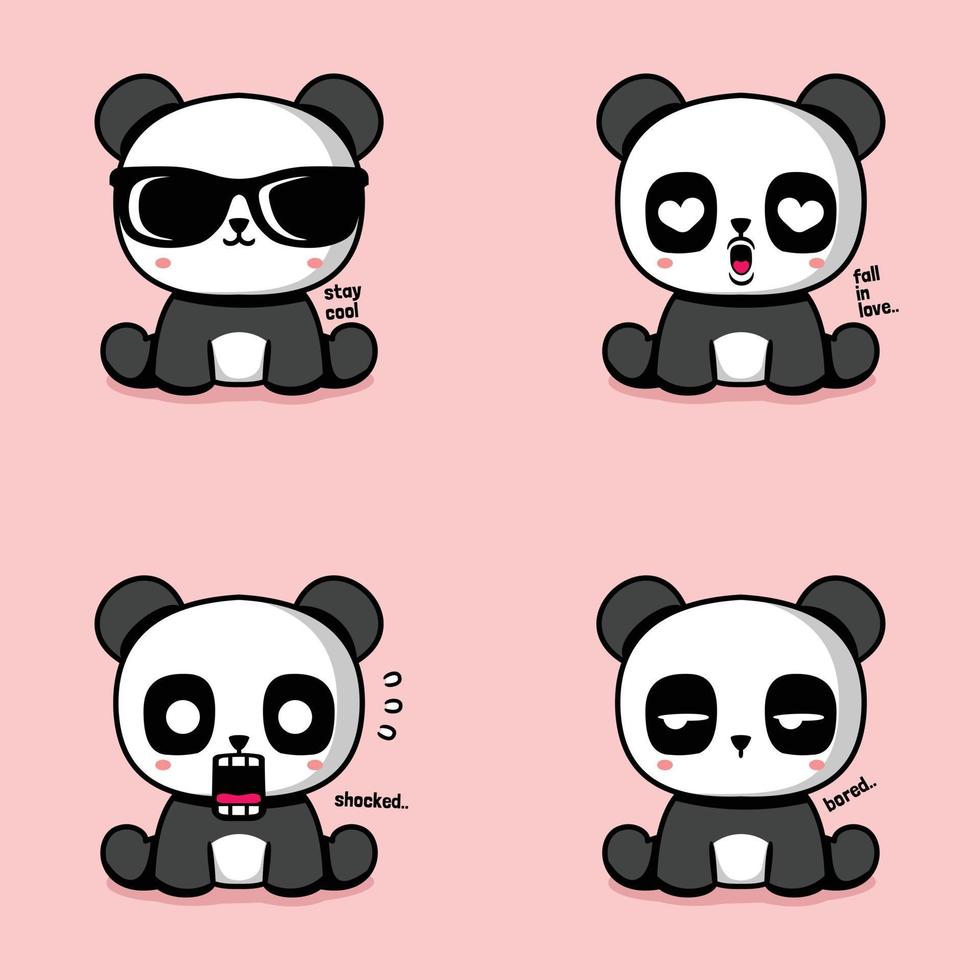 vector illustration of cute panda emoji