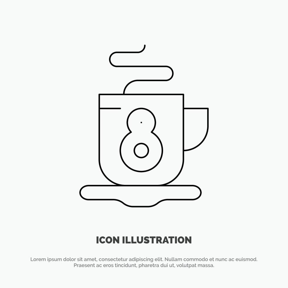 Coffee Tea Hot Vector Line Icon