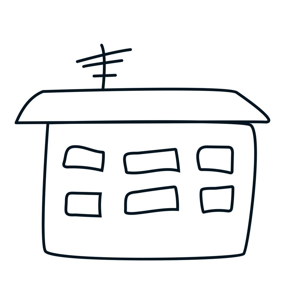 Doodle style house. Vector illustration of hand-drawn