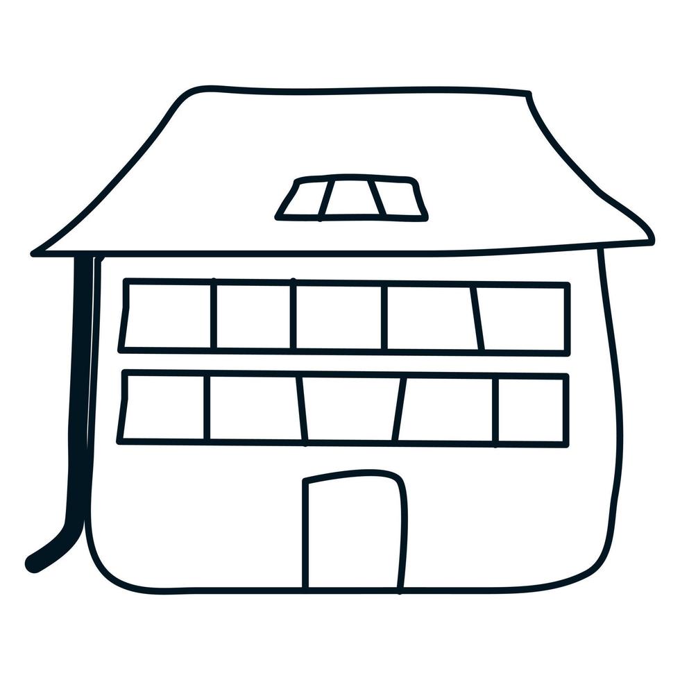 Doodle style house. Vector illustration of hand-drawn