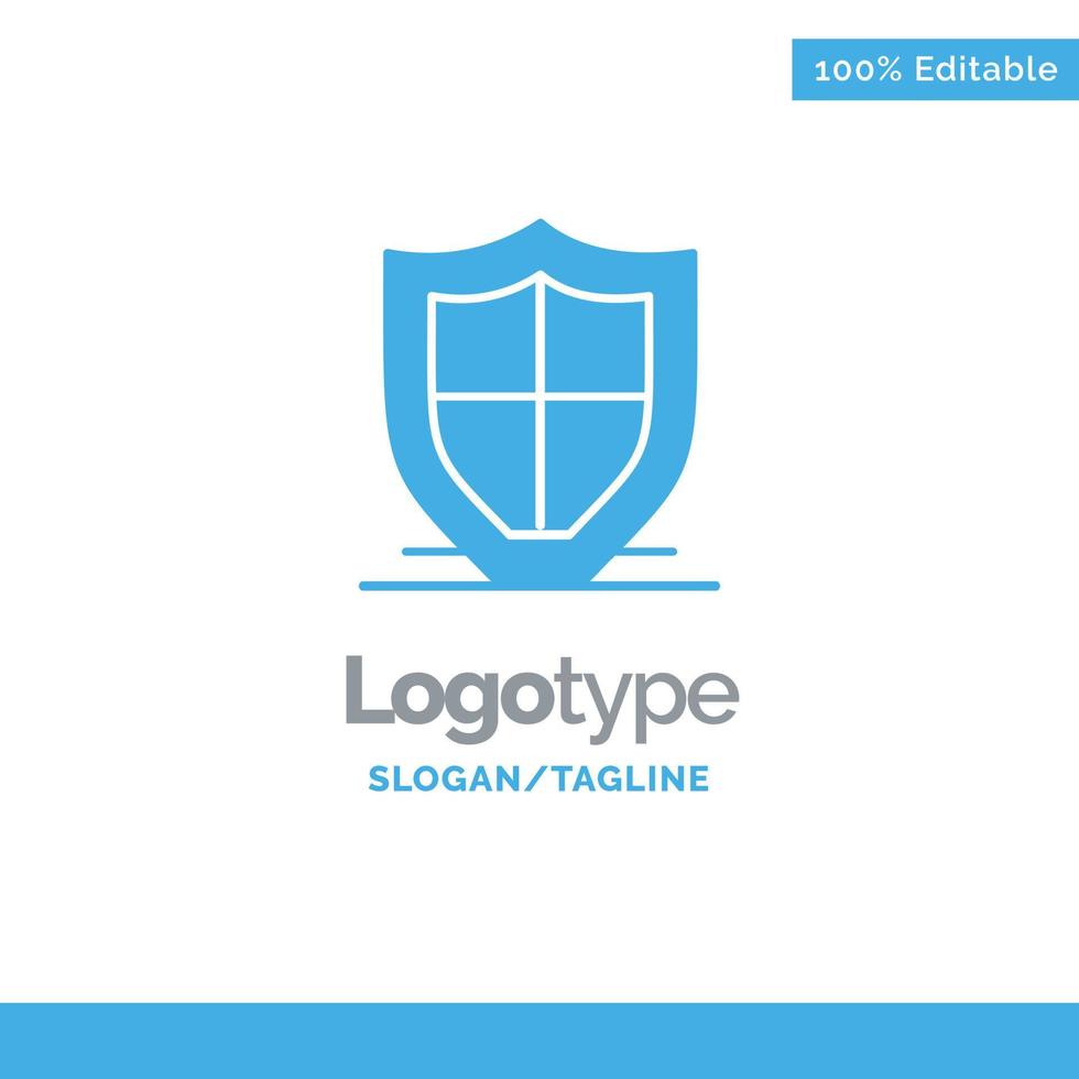 protección de internet seguridad escudo azul plantilla de logotipo sólido lugar para el eslogan vector