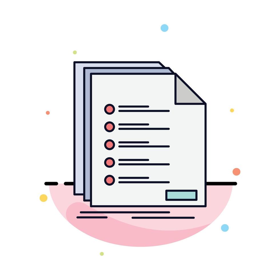 Check filing list listing registration Flat Color Icon Vector