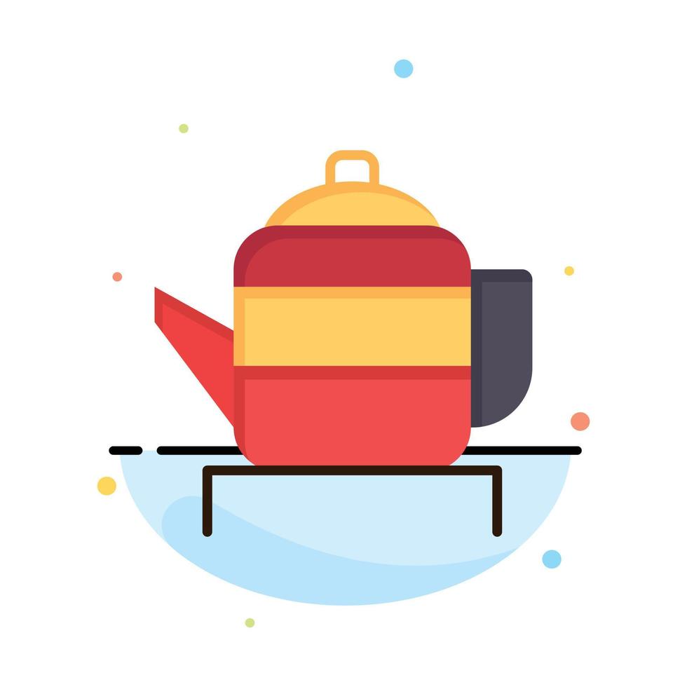 Tea Teapot China Chinese Abstract Flat Color Icon Template vector
