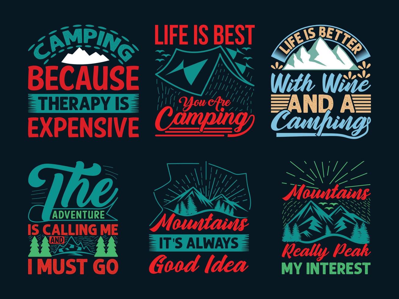Camping T-shirt Design Bundle vector