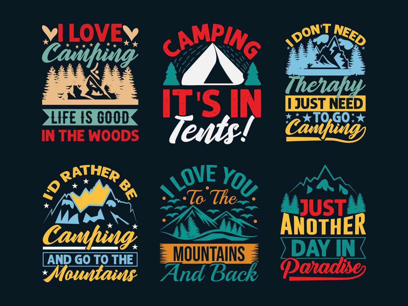 Camping T-shirt Design Bundle vector