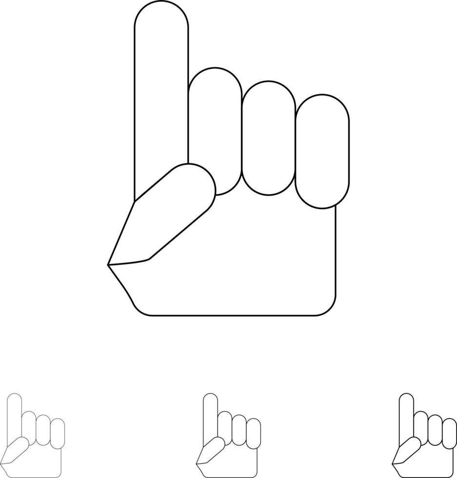Foam Hand Hand Usa American Bold and thin black line icon set vector